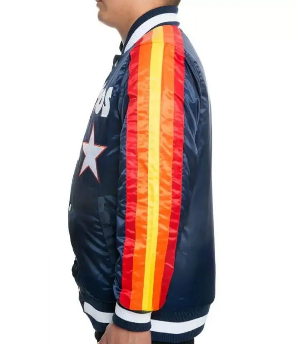 Vintage Houston Astros Blue Satin Bomber Jacket