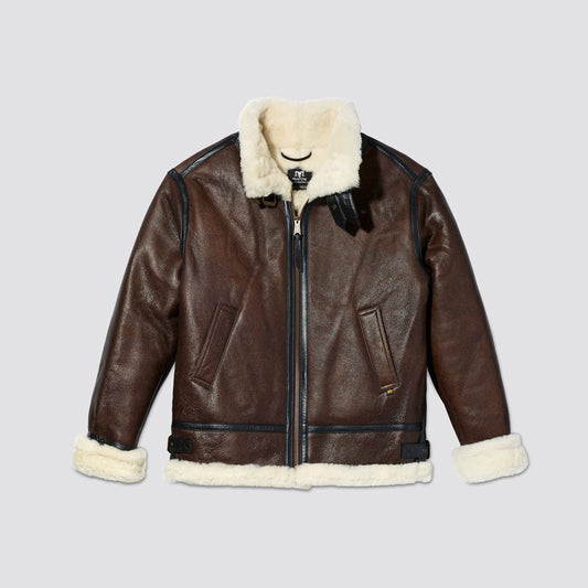 B-3 Flight Leather Bomber Aviator Jacket Outerwear