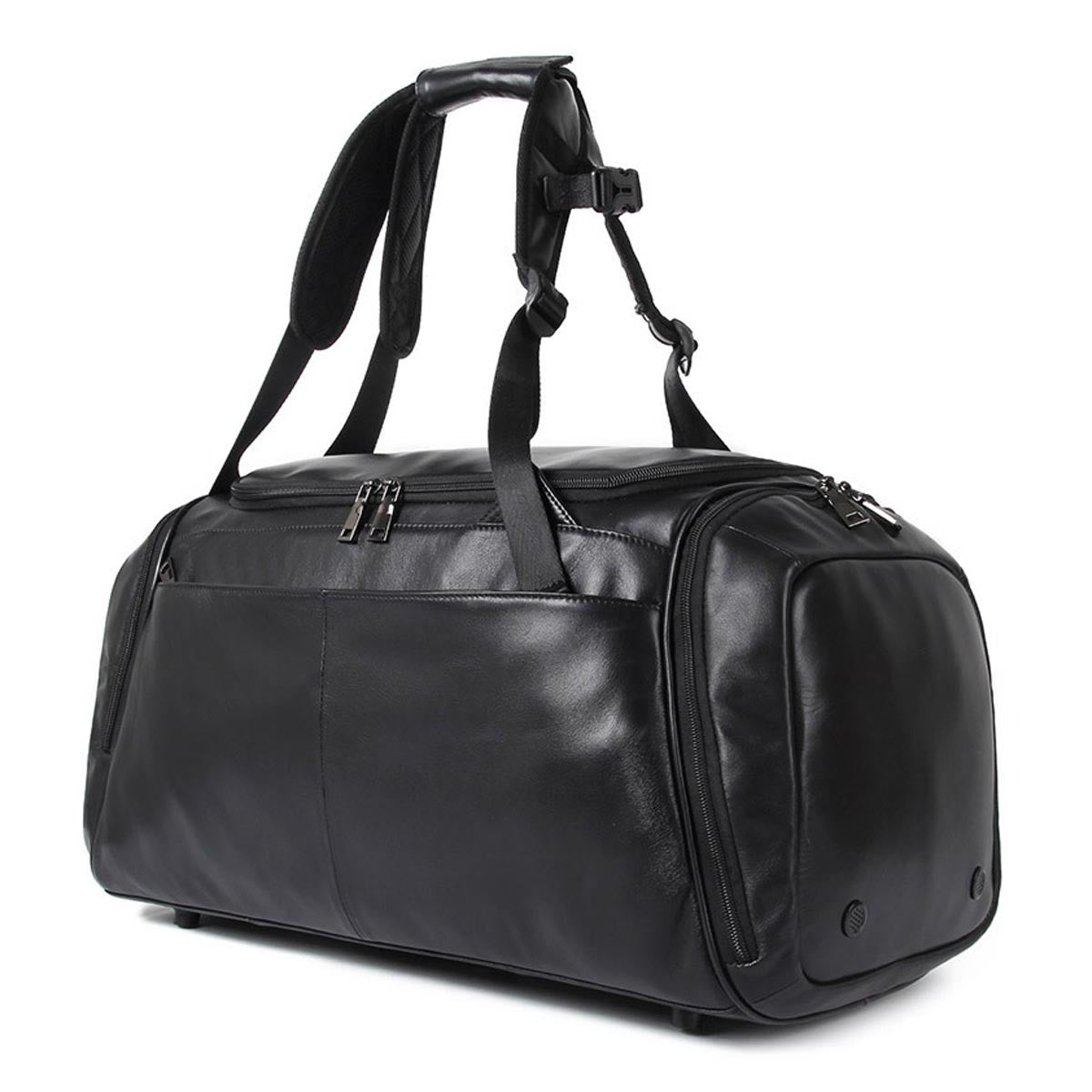 Midnight Black Leather Travel Bag – Sleek and Sophisticated Luggage