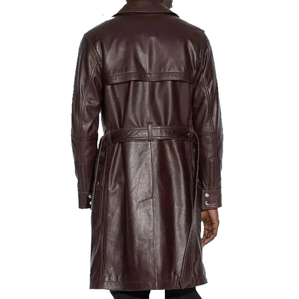 Men’s Belted Leather Trench Coat
