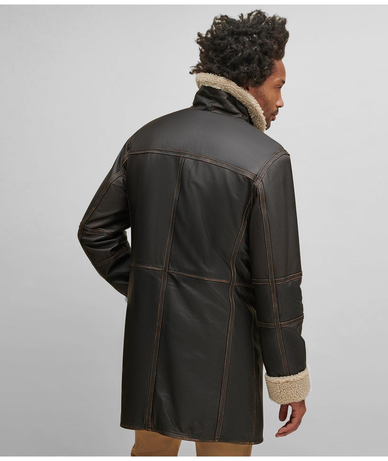 Men's Dark Brown B7 Shearling Leather Coat