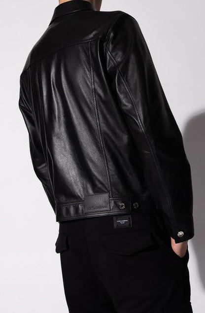 Men's Black Biker Leather Shirt