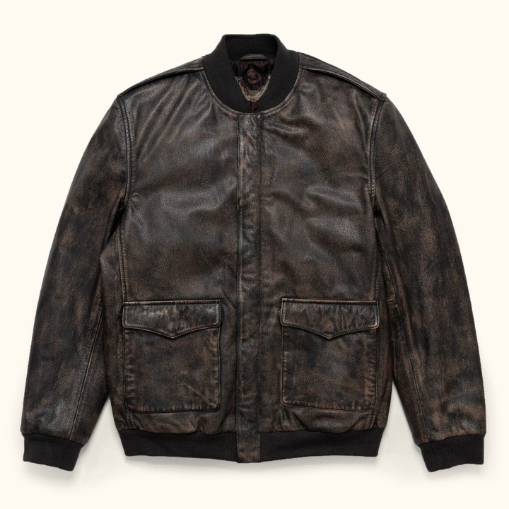 Men's Black Vintage Bomber Leather Jacket