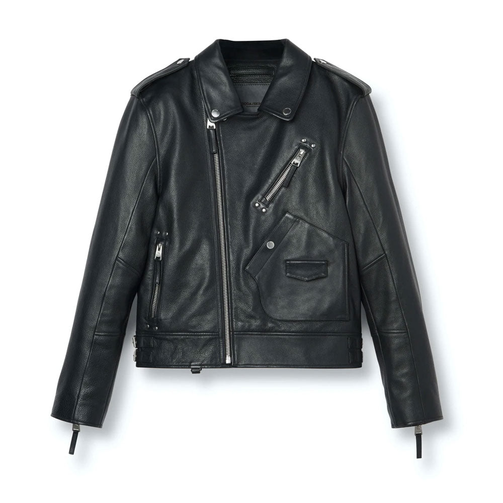 Avanzar Leather Black Biker Leather Jacket for Men