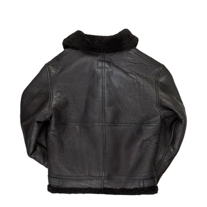 Men’s Black B-3 Hooded Shearling Bomber Jacket