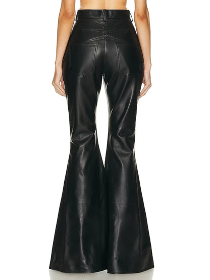 Black Leather Flare Pants