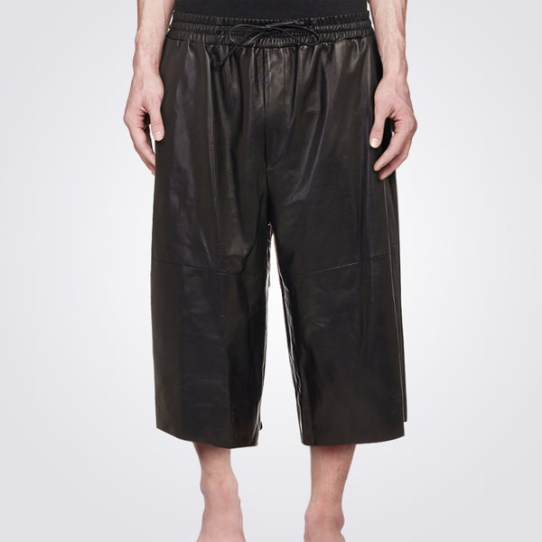Men’s Black Leather 3/4 Shorts – Avanzar Leather