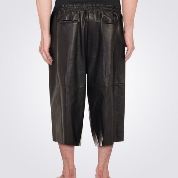 Men’s Black Leather 3/4 Shorts – Avanzar Leather