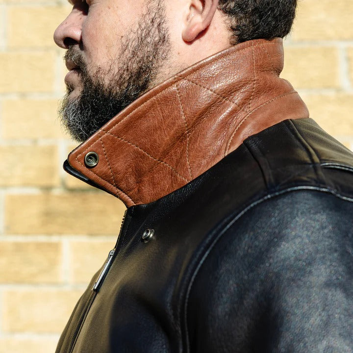 Men’s Leather Motorcycle Bomber Jacket