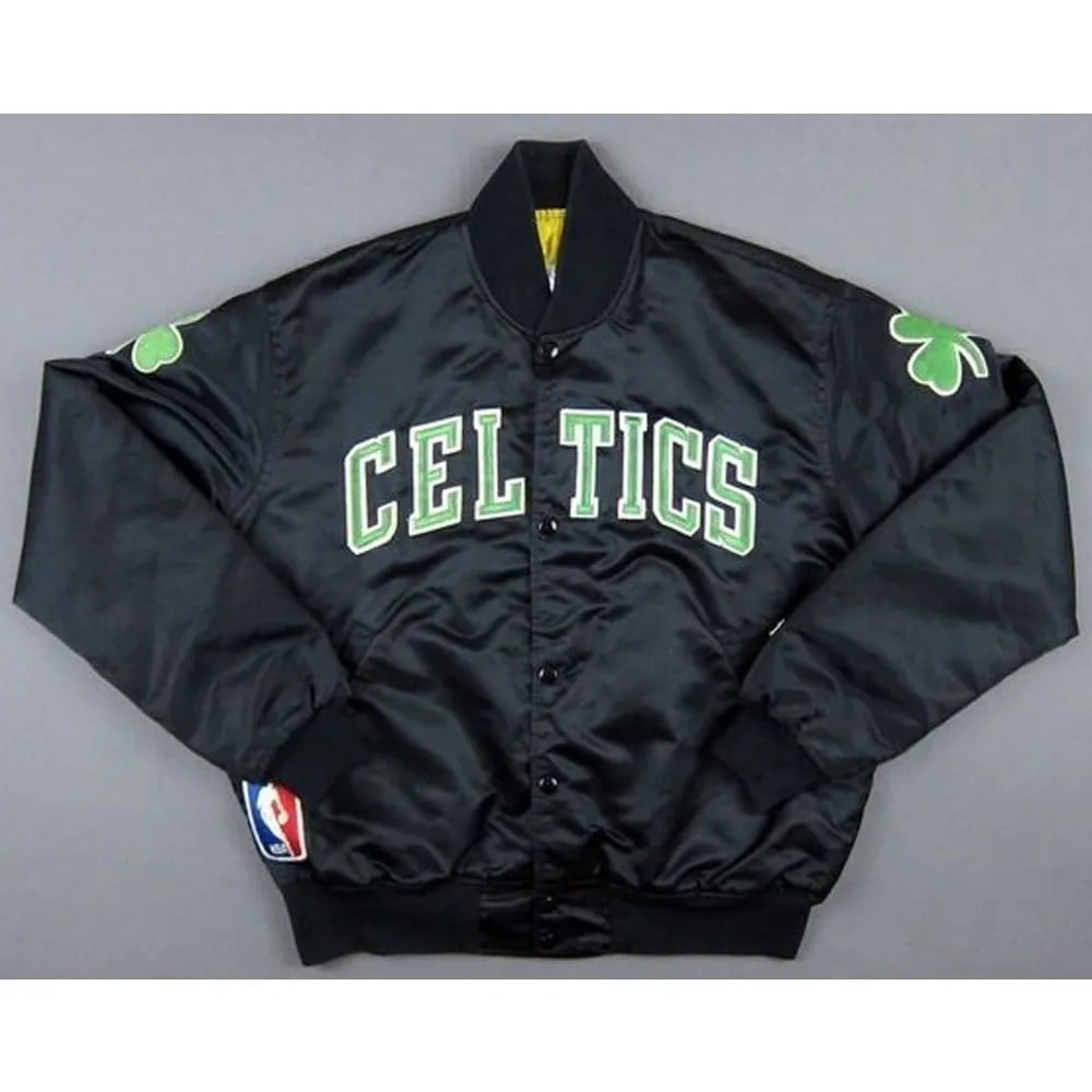 Boston Celtics Green Satin Bomber Jacket – Classic Varsity Style