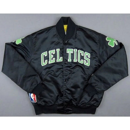 Boston Celtics Green Satin Bomber Jacket – Classic Varsity Style