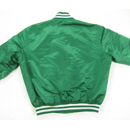 Boston Celtics Green Satin Bomber Jacket – Classic Varsity Style