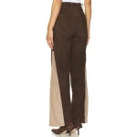 Brown & Cream Suede Leather Pants