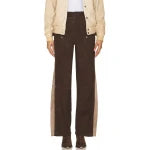 Brown & Cream Suede Leather Pants