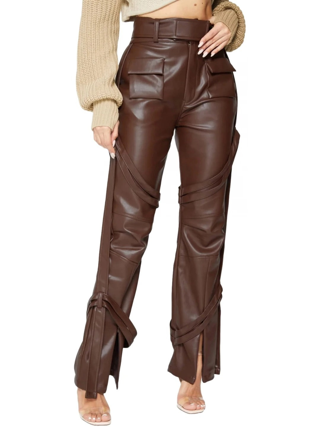 Brown Leather Carpenter Cargo Trousers – Rugged & Stylish Workwear