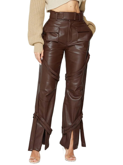 Brown Leather Carpenter Cargo Trousers – Rugged & Stylish Workwear