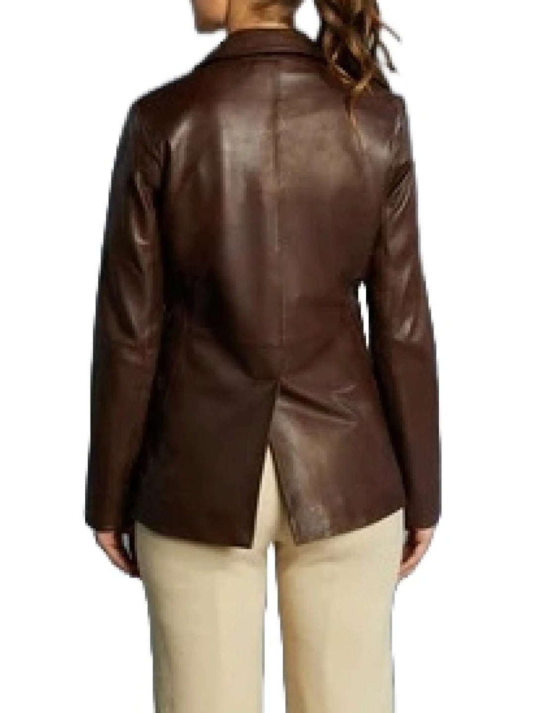 Women's Brown Leather One Button Blazer Timeless & Chic Outerwear