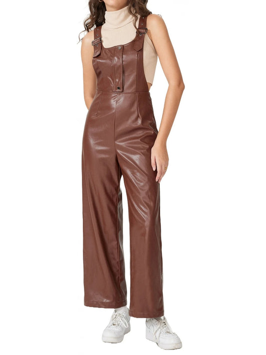 Avanzar Leather Brown Leather Relaxed Fit Romper