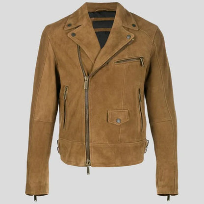 Brown Suede Leather Biker Jacket for Men – Bold & Rugged Avanzar Leather