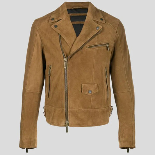 Brown Suede Leather Biker Jacket for Men – Bold & Rugged Avanzar Leather