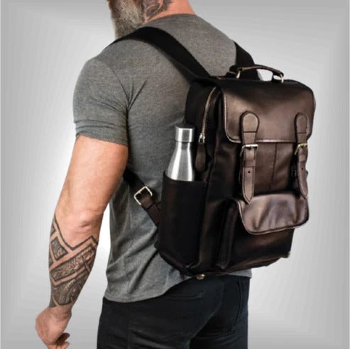 Men’s Dark Brown Genuine Leather Backpack - Durable & Stylish Avanzar Leather