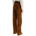 Camel Suede Leather Pants