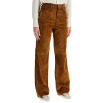 Camel Suede Leather Pants