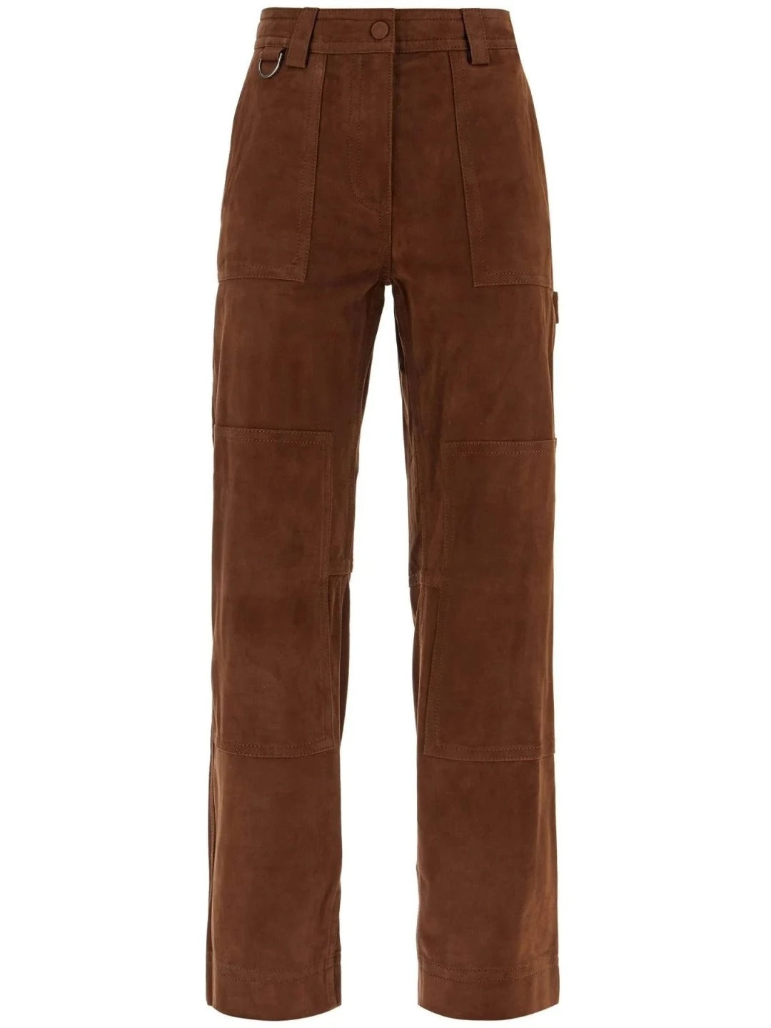 Camel Suede Leather Workwear Pants