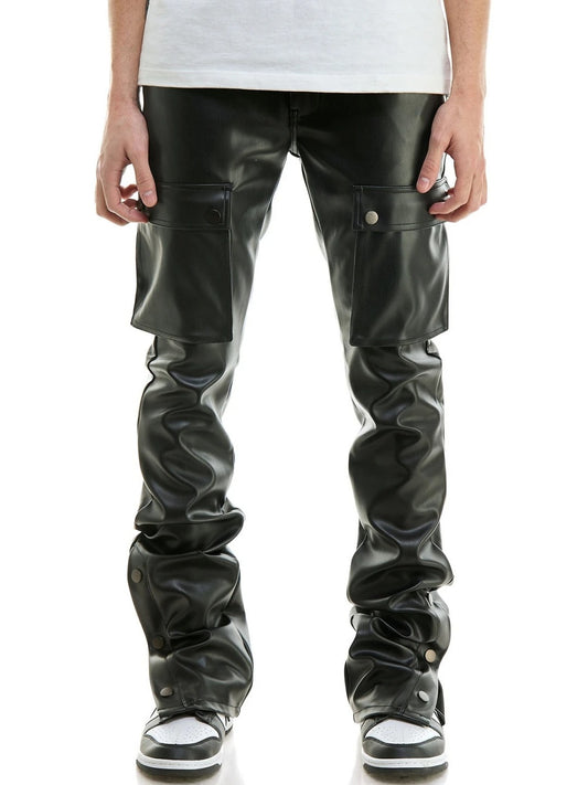 Cargo Black Leather Trousers for Men by Avanzar Leather