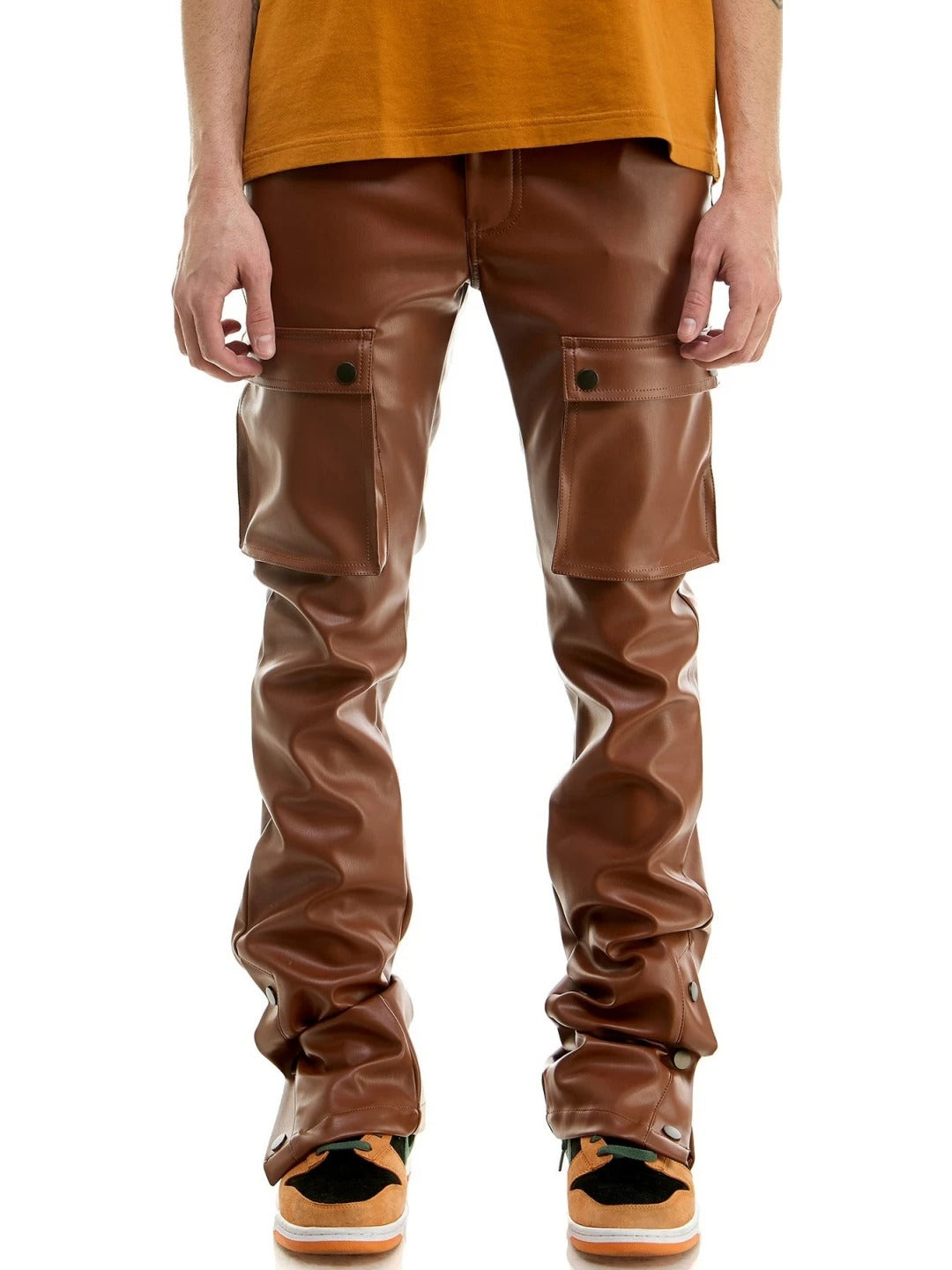 Cargo Brown Leather Trousers for Men by Avanzar Leather