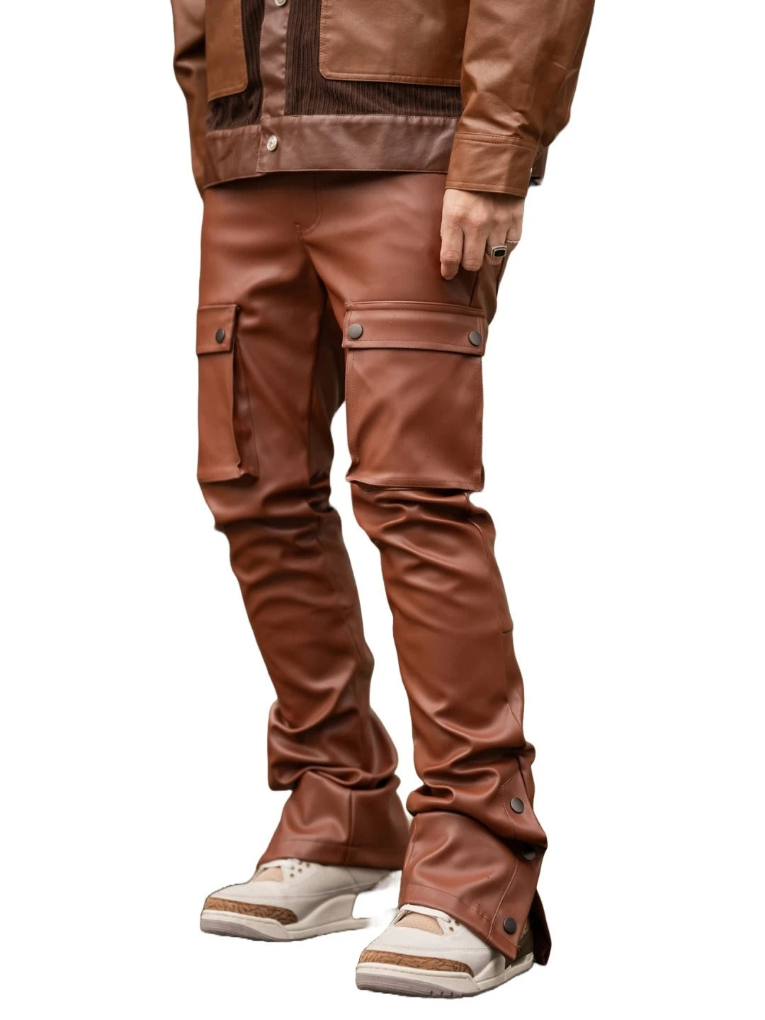 Cargo Brown Leather Trousers for Men by Avanzar Leather