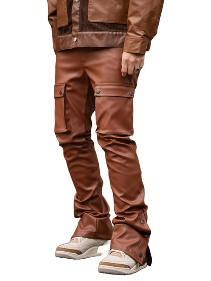 Cargo Brown Leather Trousers for Men by Avanzar Leather