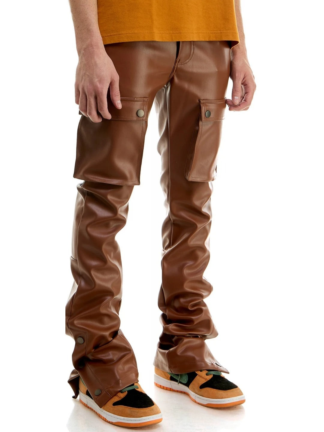 Cargo Brown Leather Trousers for Men by Avanzar Leather