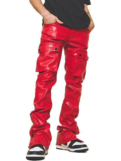 Cargo Red Leather Trousers for Men by Avanzar Leather