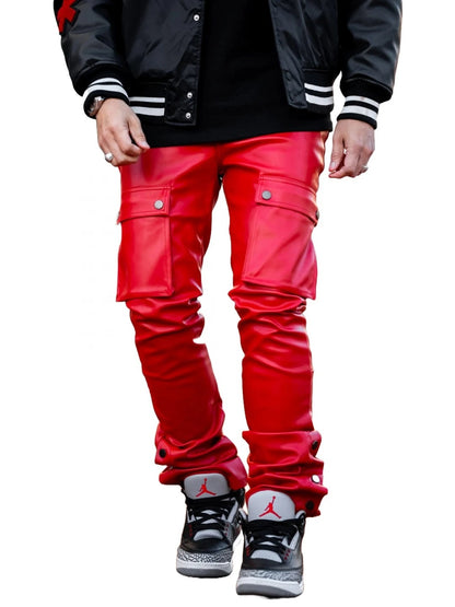 Cargo Red Leather Trousers for Men by Avanzar Leather