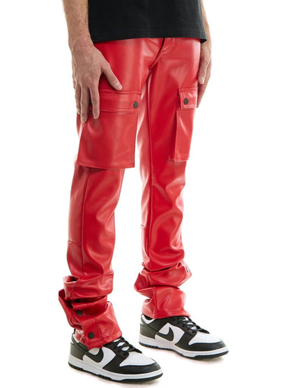 Cargo Red Leather Trousers for Men by Avanzar Leather