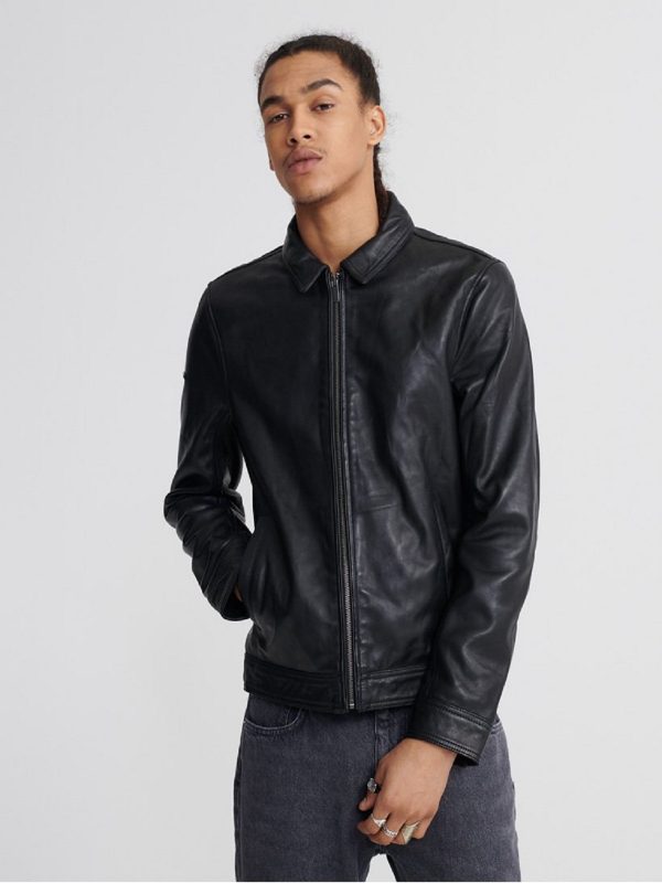 Men’s Black Leather Jacket by Avanzar