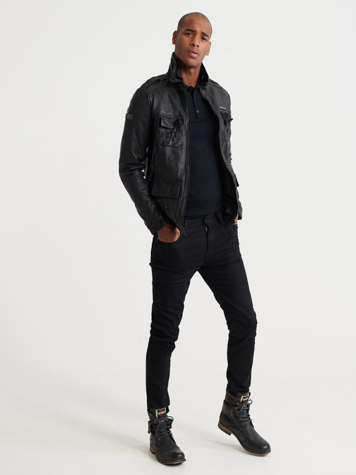 Men’s Black Leather Jacket by Avanzar