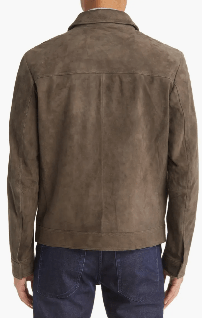 Men's Premium Beige Suede Trucker Leather Jacket by Avanzar Leather