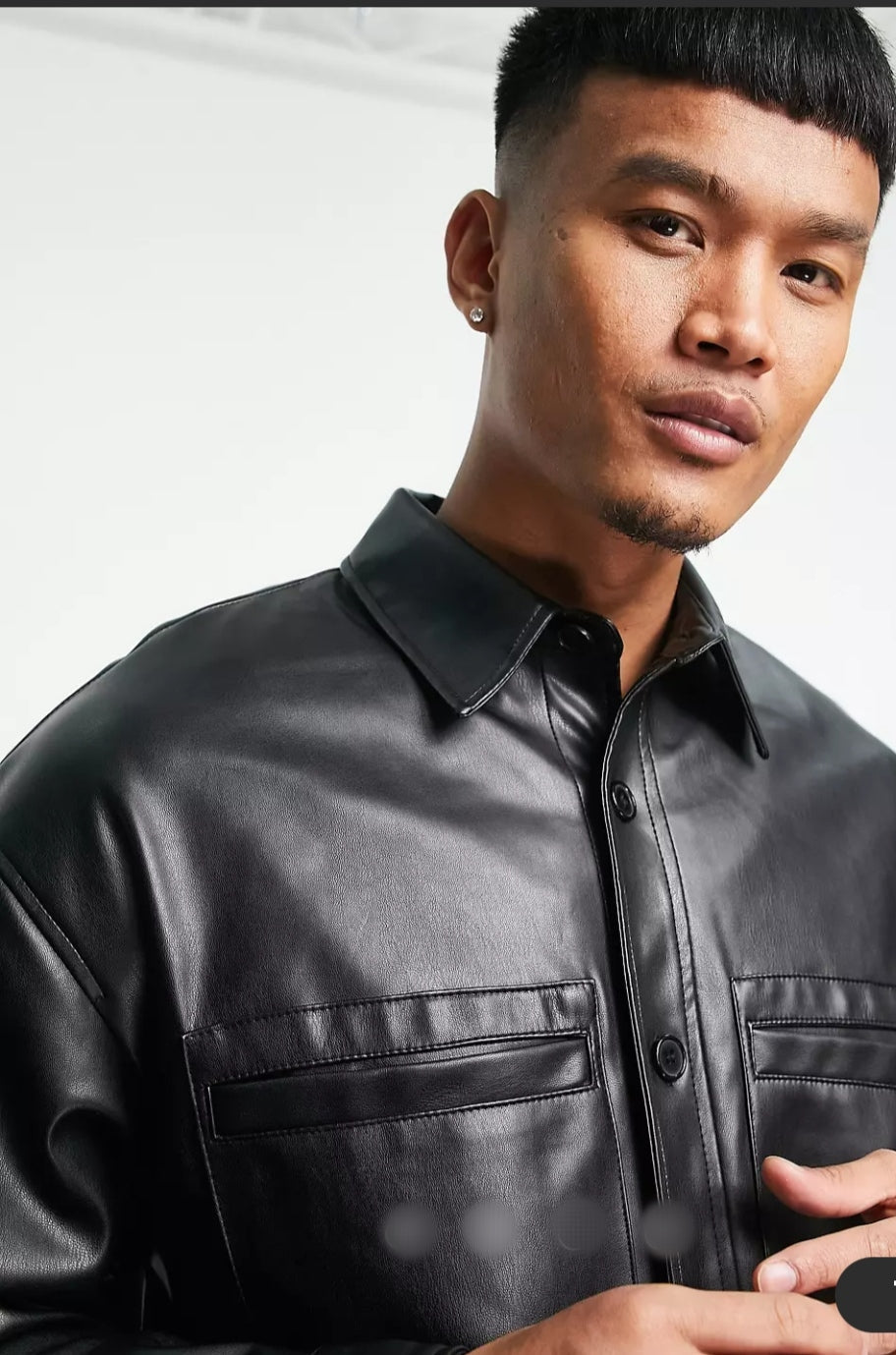 Men's Black Full Sleeve Leather Shirt