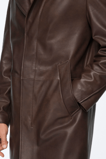 Stylish Men's Casual Leather Coat in Rich Coffee Brown