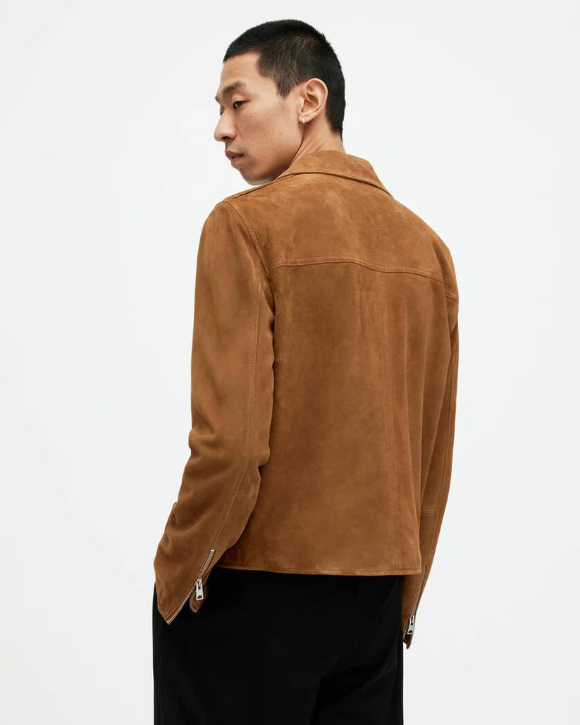 Men's Brown Suede Leather Jacket Timeless Style & Comfort