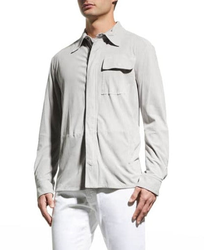 Men's White Full Sleeve Leather Shirt