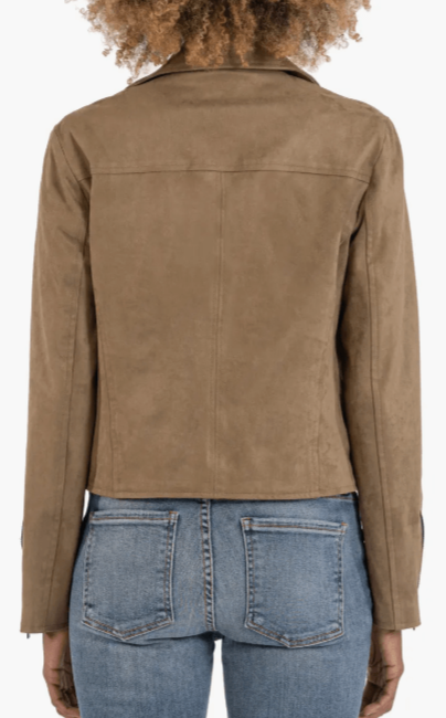 Women's Beige Suede Leather Biker Jacket