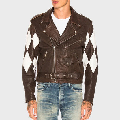 Luxe Color-Block Lambskin Moto Jacket
