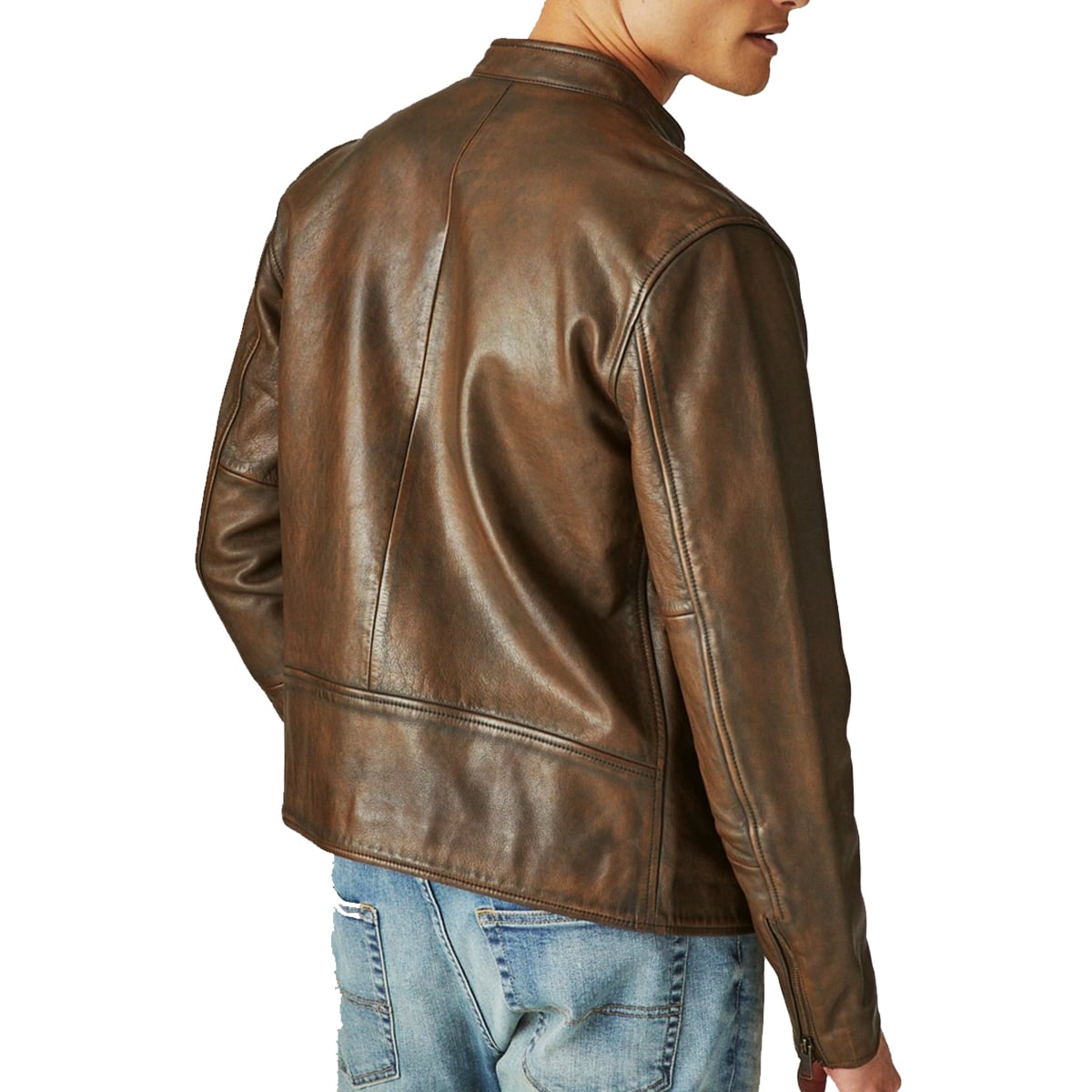 Men's Distressed Brown Motorcycle Leather Jacket