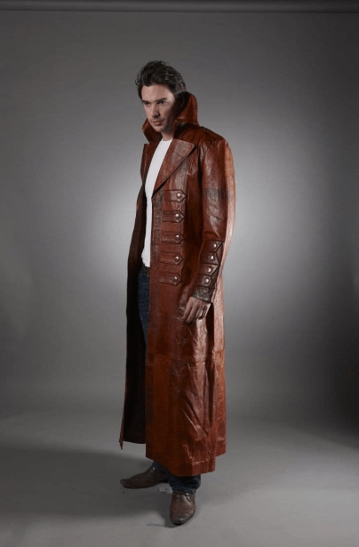 Men's Dark Brown Long Leather Coat