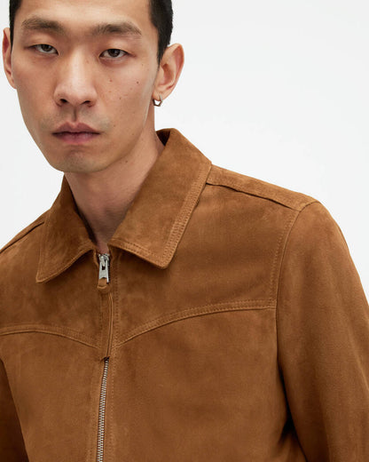 Men's Premium Brown Suede Leather Jacket by Avanzar Leather