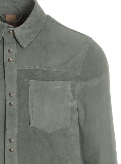 Men's Smoke Gray Suede Leather Shirt