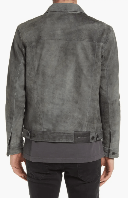 Men's Premium Gray Suede Leather Trucker Jacket by Avanzar Leather